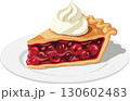 ホイップクリーム付きチェリーパイのベクターイラスト 130602483