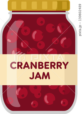 クランベリージャムの瓶のベクタイラスト素材 130602489
