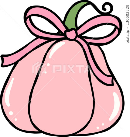Pink Pumpkin with Bow Illustration 130602529