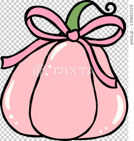 Pink Pumpkin with Bow Illustration 130602529