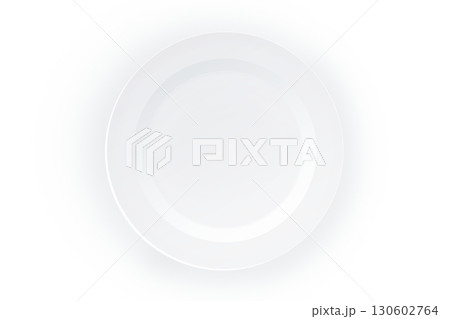 白い丸い皿のイラスト　シンプル　png透明　白背景 130602764