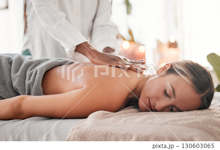 Hands, back massage with masseuse, women at holistic center or spa with wellness, physical therapy and zen. Health, peace of mind and face with stress relief, self care and lifestyle with healing Hands, back massage with masseuse, women at holistic center or spa with wellness, physical therapy and zen. Health, peace of mind and face with stress relief, self care and lifestyle with healing 130603065