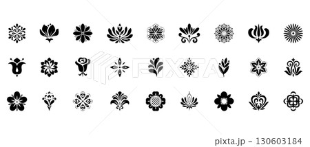Flower icons set. Isolated elements for design. Vector graphics. Flower icons set. Isolated elements for design. Vector graphics. 130603184