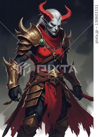 かっこいい魔族の男性・trpgキャラクターのポートレートイラスト 130603331