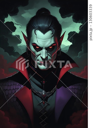 怪しい雰囲気の男性魔術師・trpgキャラクターのポートレートイラスト 130603339