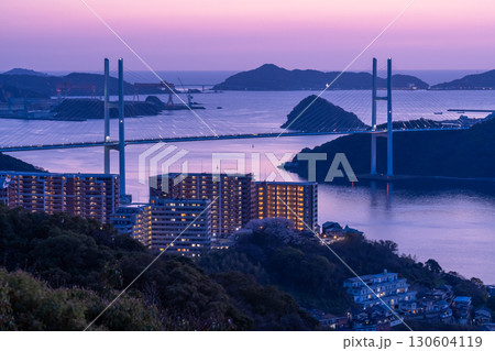 《長崎県》長崎市女神大橋の夜景・鍋冠山の眺望 130604119