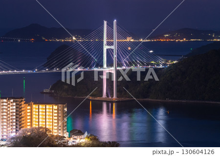 《長崎県》長崎市女神大橋の夜景・鍋冠山の眺望 130604126