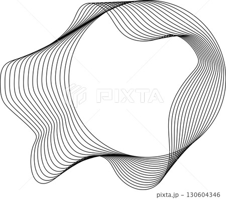 Circle flowing wavy lines blending shape. Technology design element 130604346