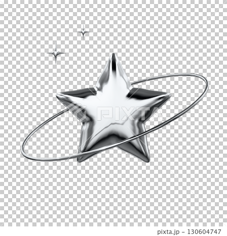 Metal chrome 3D illustration star Metal chrome 3D illustration star 130604747