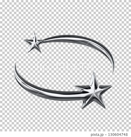 Metal chrome 3D illustration shooting star Metal chrome 3D illustration shooting star 130604748