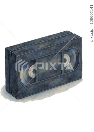 Vintage VHS cassette tape rendered in charcoal and slate watercolor effect on transparent PNG background Vintage VHS cassette tape rendered in charcoal and slate watercolor effect on transparent PNG background 130605141