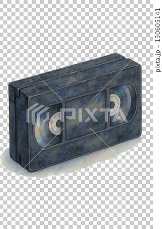 Vintage VHS cassette tape rendered in charcoal and slate watercolor effect on transparent PNG background Vintage VHS cassette tape rendered in charcoal and slate watercolor effect on transparent PNG background 130605141