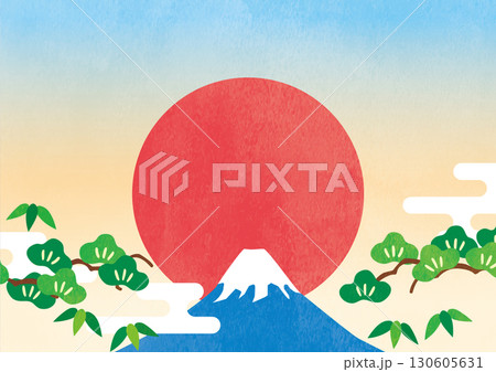朝日と富士山のイラスト 130605631