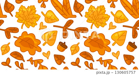 Seamless Autumn Leaf Acorn Pattern Seamless Autumn Leaf Acorn Pattern 130605757