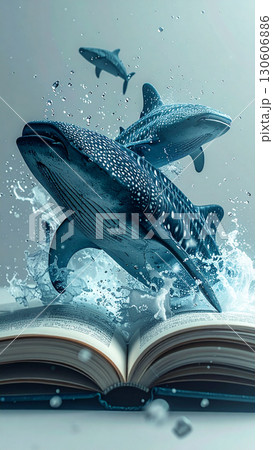 本から飛び出すジンベエザメ(AI生成画像) 本から飛び出すジンベエザメ(AI生成画像) 130606886