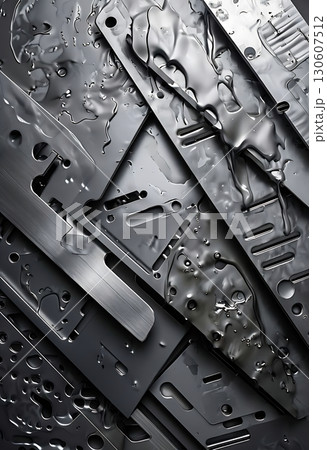 Scattered Bolt Heads on Textured Metal Field 130607512