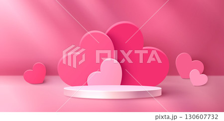 3d Valentine day heart podium display 130607732
