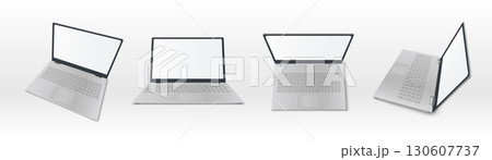 Silver laptop mockup set 130607737