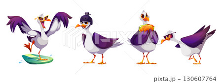 Cartoon seagull character 130607764