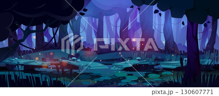 Mystical forest swamp landscape 130607771