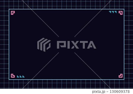 グリッド線のあるシンプルなフレーム　背景装飾イラスト　枠	括弧 130609378