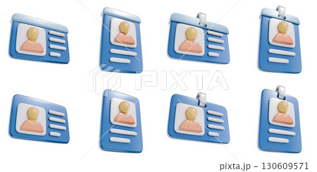 Blue ID cards icons set Bottom view 3D Blue ID cards icons set Bottom view 3D 130609571