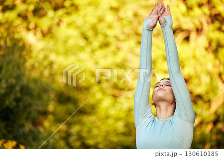 Yoga meditation, zen and nature woman meditate for spiritual mental health, chakra energy balance or soul aura healing. Park mockup, freedom or stretching girl relax for mindfulness, mindset or peace Yoga meditation, zen and nature woman meditate for spiritual mental health, chakra energy balance or soul aura healing. Park mockup, freedom or stretching girl relax for mindfulness, mindset or peace 130610185