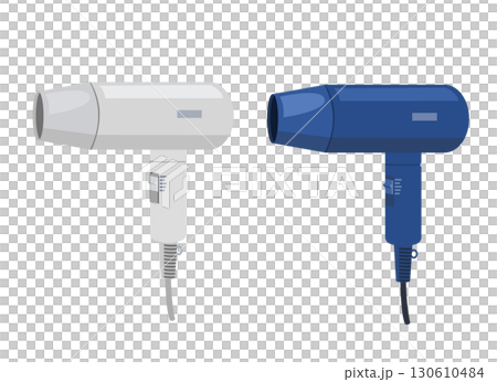 Hair dryer illustration (white and navy blue) 130610484