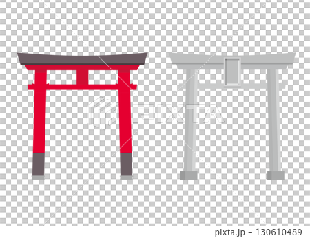 紅色鳥居和石製鳥居的插圖 130610489