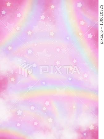 メルヘンなゆめかわいい虹と星の背景 130610525