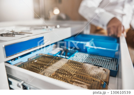 Vision, optometry and trial frame for eye exam, eyecare in clinic and ophthalmologist tools. Eyesight, health for eyes and medical equipment with ophthalmologist person, lens and prescription 130610539