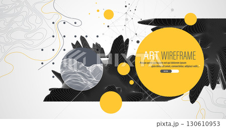Modern science and technology background. Abstract art sphere. Wireframe theme. 130610953