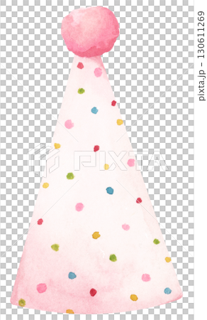 Watercolor Party Hat. Birthday and New Year Celebration Cone Hat Illustration Watercolor Party Hat. Birthday and New Year Celebration Cone Hat Illustration 130611269