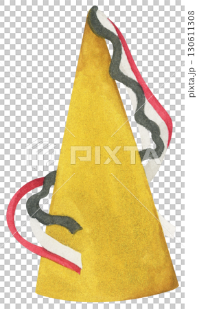 Watercolor Party Hat. Birthday and New Year Celebration Cone Hat Illustration 130611308