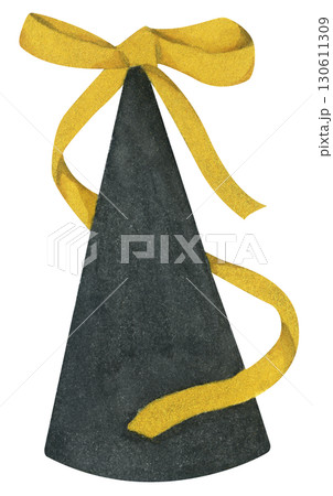 Watercolor Party Hat. Birthday and New Year Celebration Cone Hat Illustration 130611309