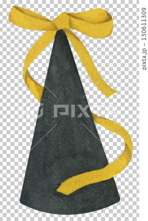 Watercolor Party Hat. Birthday and New Year Celebration Cone Hat Illustration 130611309