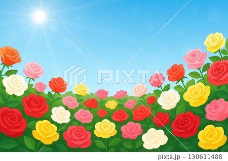 バラ園 青空 ベクター バラ園 青空 ベクター 130611488