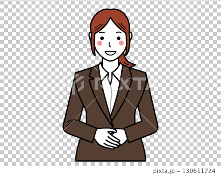 A woman in a brown suit, facing forward and speaking with her hands clasped in front of her. Part 2 A woman in a brown suit, facing forward and speaking with her hands clasped in front of her. Part 2 130611724