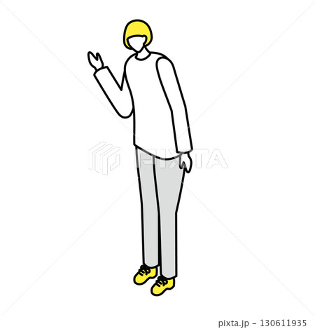 シンプルな人物イラスト（立って話す女性） 130611935