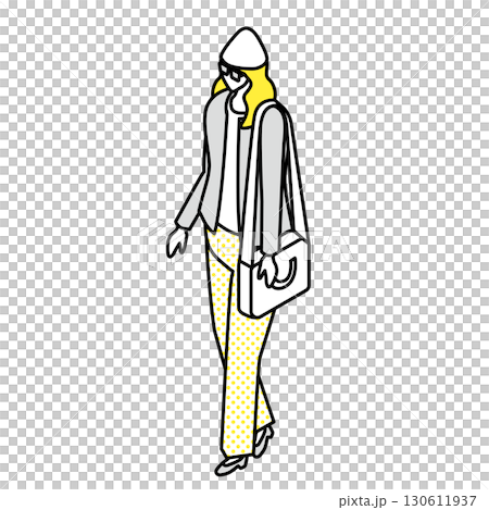 Illustration of a woman walking casually 130611937