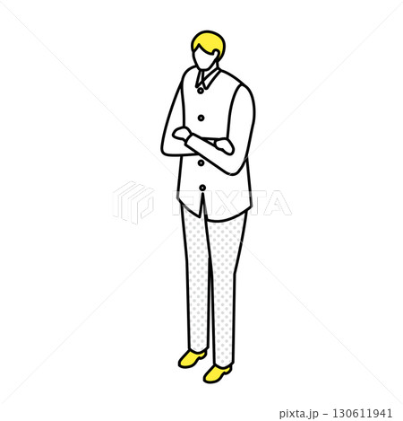 腕を組んで立つ男性のイラスト 130611941