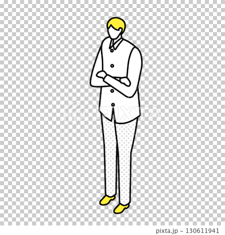 Illustration of a man standing with his arms crossed 130611941