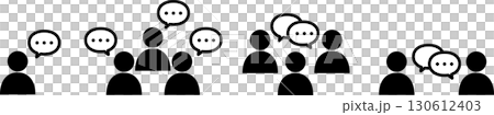 Set of people and team communication icons - people, organization, business, conference, conversation, meeting 130612403
