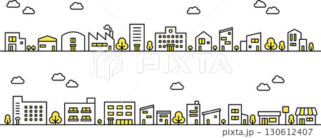 家・店・ビル・建物の街並みアイコン 家・店・ビル・建物の街並みアイコン 130612407