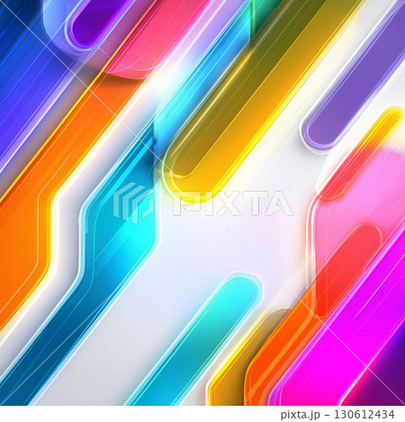 カラフルな立体ラインが交差する近未来的な抽象背景 130612434