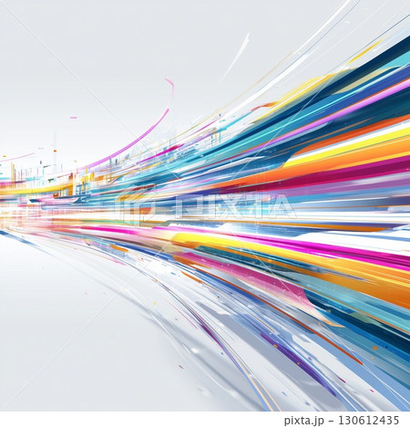カラフルな流線が躍動するスピード感ある抽象背景 カラフルな流線が躍動するスピード感ある抽象背景 130612435