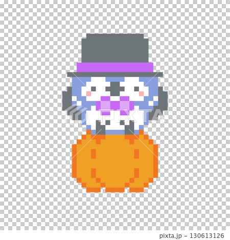 シルクハットと青色梟のドット絵 シルクハットと青色梟のドット絵 130613126