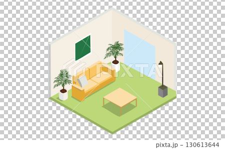 Isometric illustration of a living room Isometric illustration of a living room 130613644