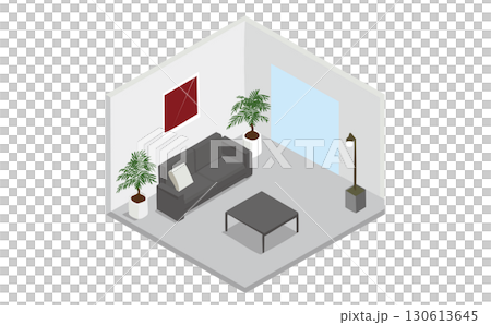 Isometric illustration of a living room Isometric illustration of a living room 130613645