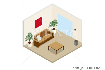 リビングのアイソメトリックなイラスト リビングのアイソメトリックなイラスト 130613646